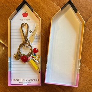 True to Form Handbag Charm with Apple and Pencil
